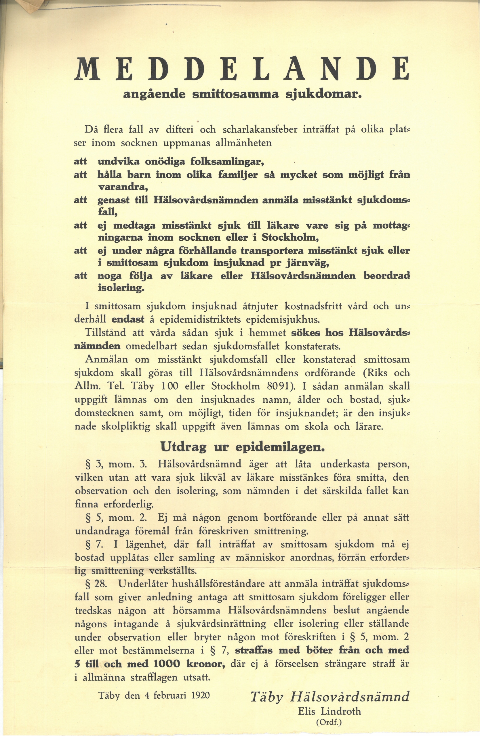 Ett gulnat dokument.