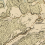 En handritad karta medbackstreck istället för höjdkurvor.