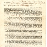 Ett tryckt kontrakt med viss fält ifyllda för hand, t.ex. datum och personer.